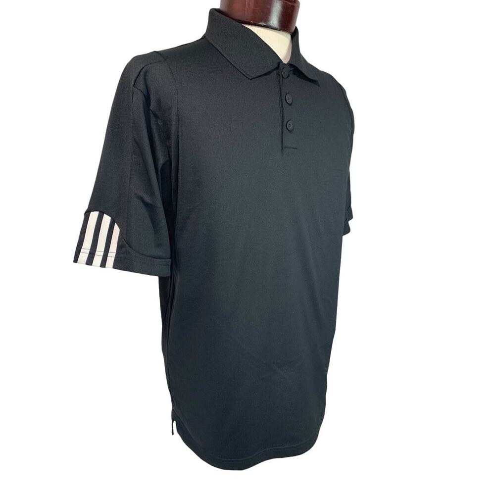 Small Adidas Mens New Black Golf Shirt Polo A76 MCL Stripe Cuff P77781 Climalite